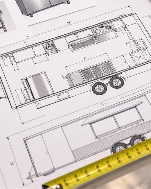 Croquis técnico de un food trailer