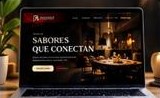Sitio web de restaurante en una laptop